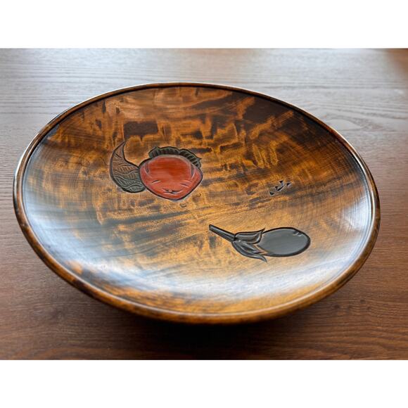 [Like New] Vintage Japanese Large Wooden Plate, hand-carved, urushi finish - Picture 8 of 15